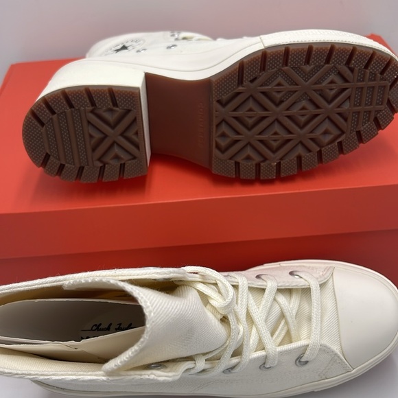 Converse WMNS CHUCK 70 DE LUXE HEEL HI EGRET/EGRET/BLACK A05348C Platform Snkrs - Picture 3 of 16